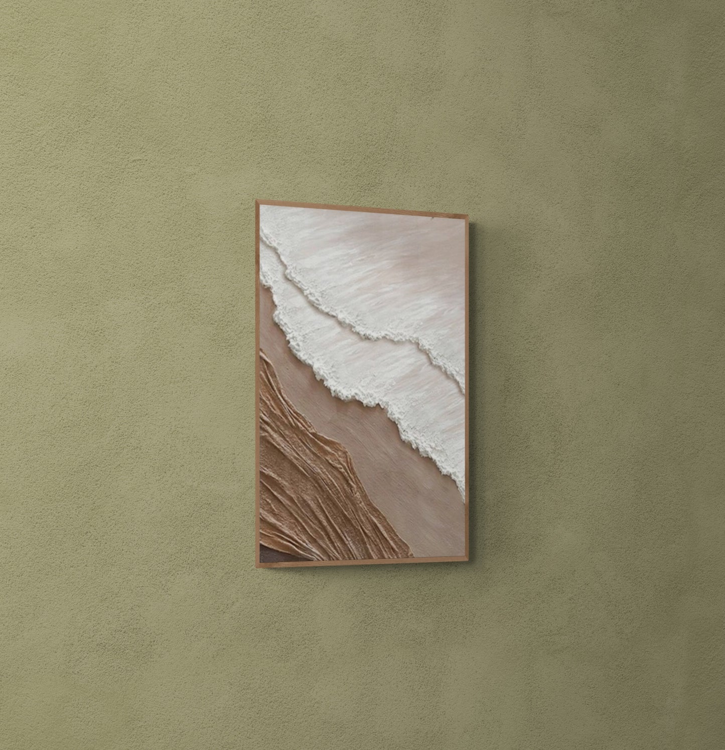 With wooden frame and acrylic paint ,Boho textured wall ,Brown ocean wave , Brown coastal wall decor ,Sea wall art