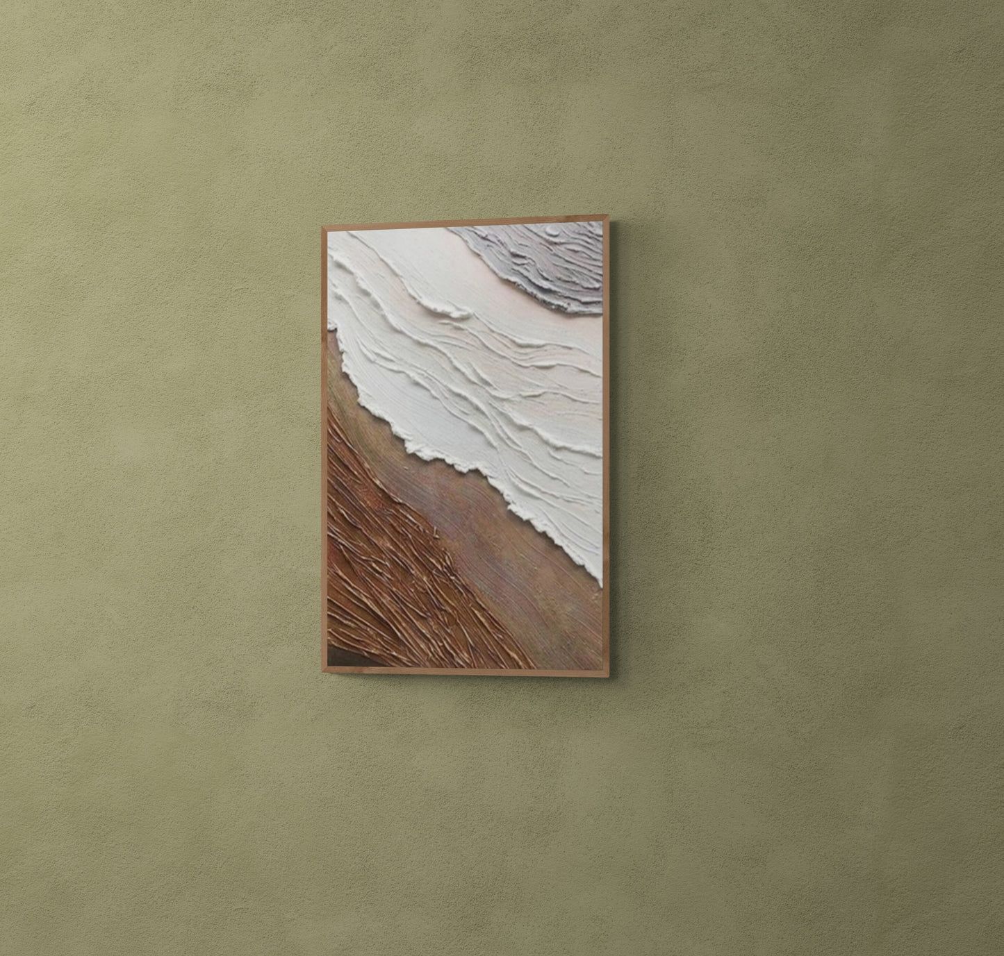 With wooden frame and acrylic paint ,Boho textured wall ,Brown ocean wave ,Brown coastal wall decor ,Sea wall art