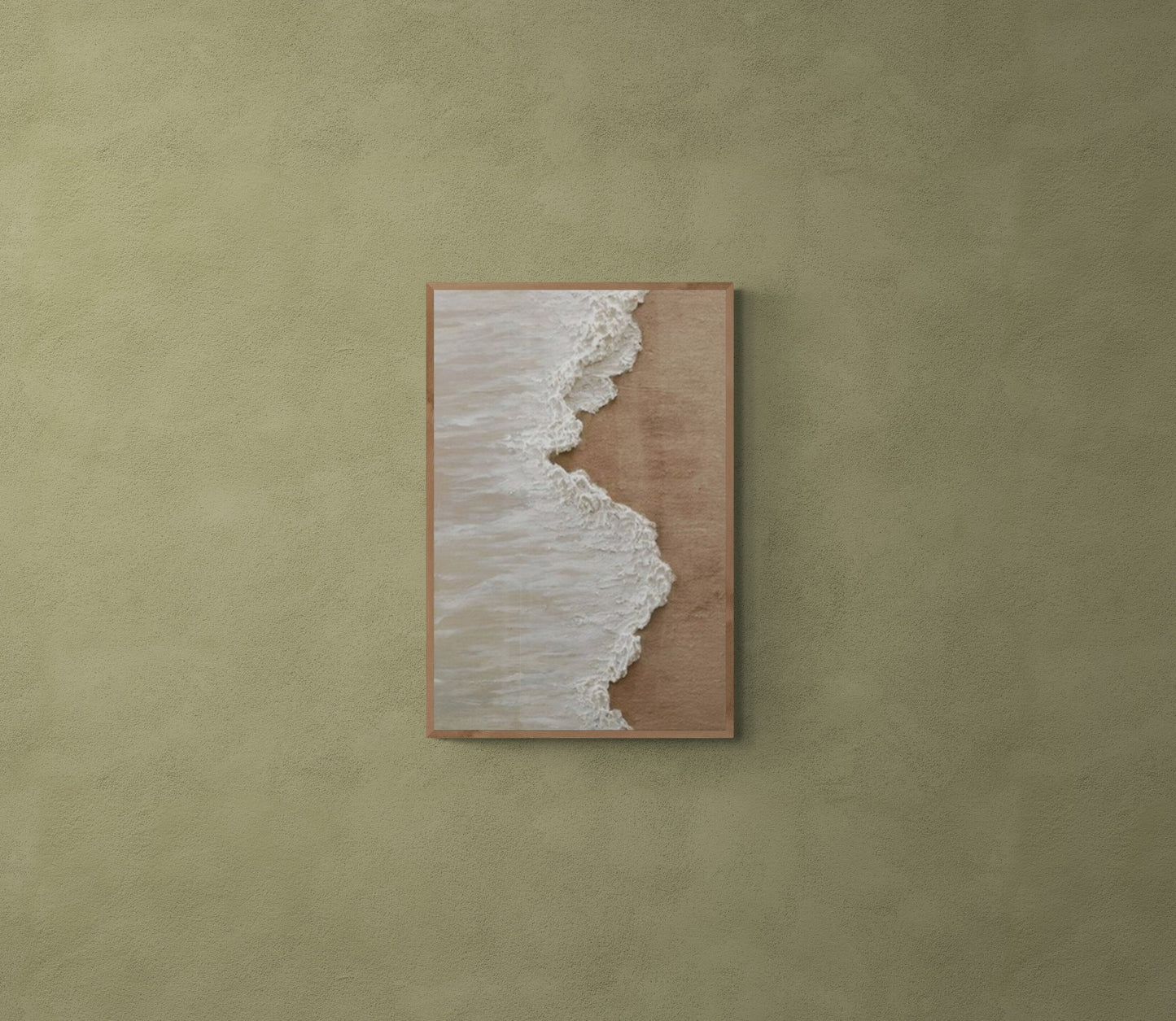 Heavy relief art ,White ocean wave ,Brown coastal  wall decor ,Abstract handmade wall art ,With wooden frame and acrylic paint