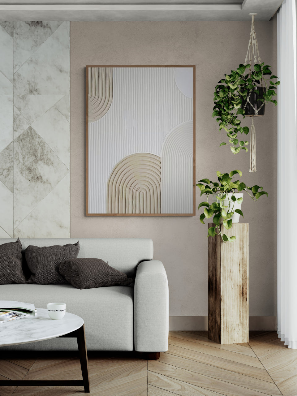 Arches texture ,With wooden frame and acrylic paint ,Bono home decor ,Plaster art texture