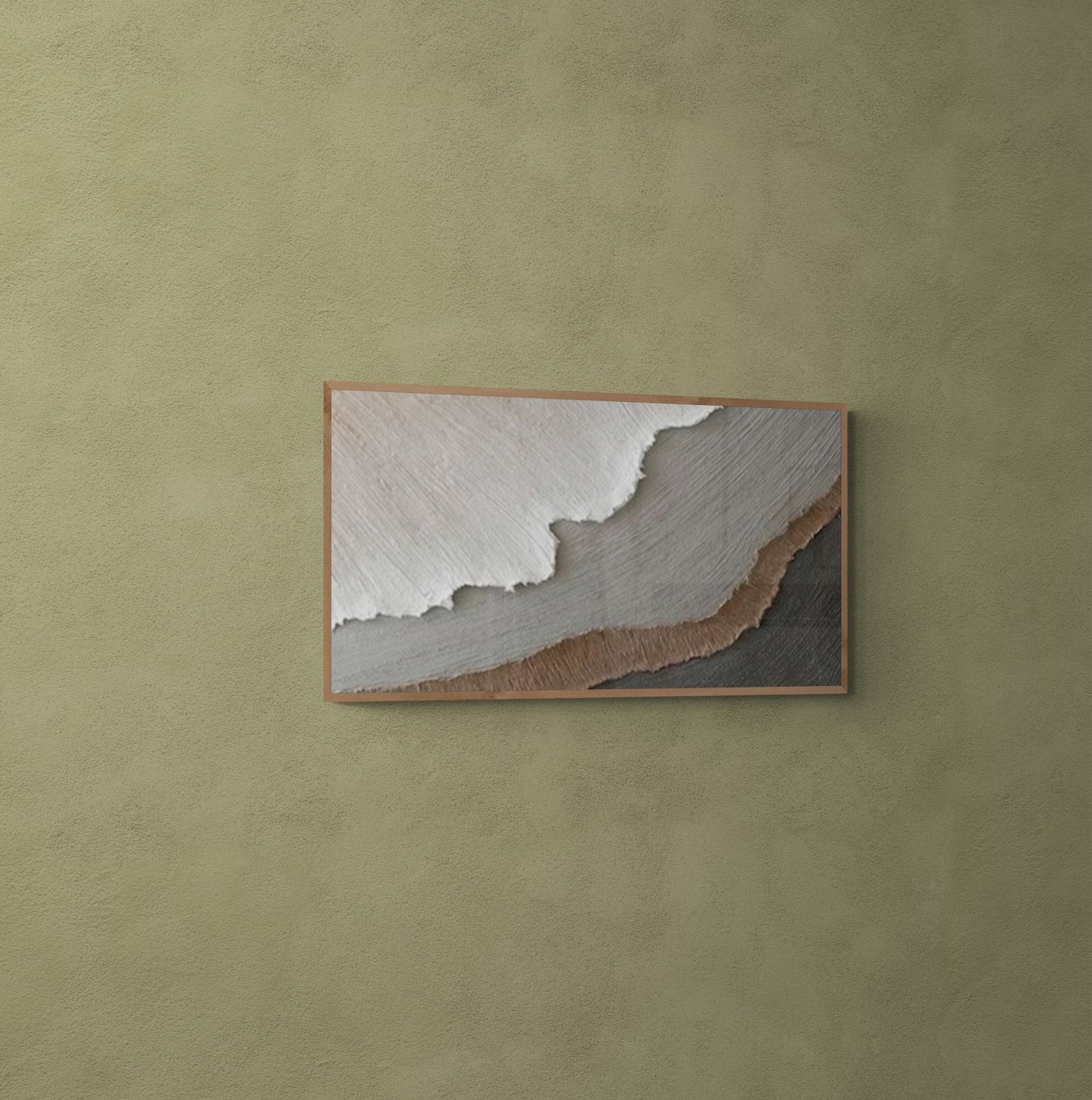 With wooden frame and acrylic paint ,Boho textured wall ,Brown ocean wave ,Brown coastal wall decor ,Sea wall art