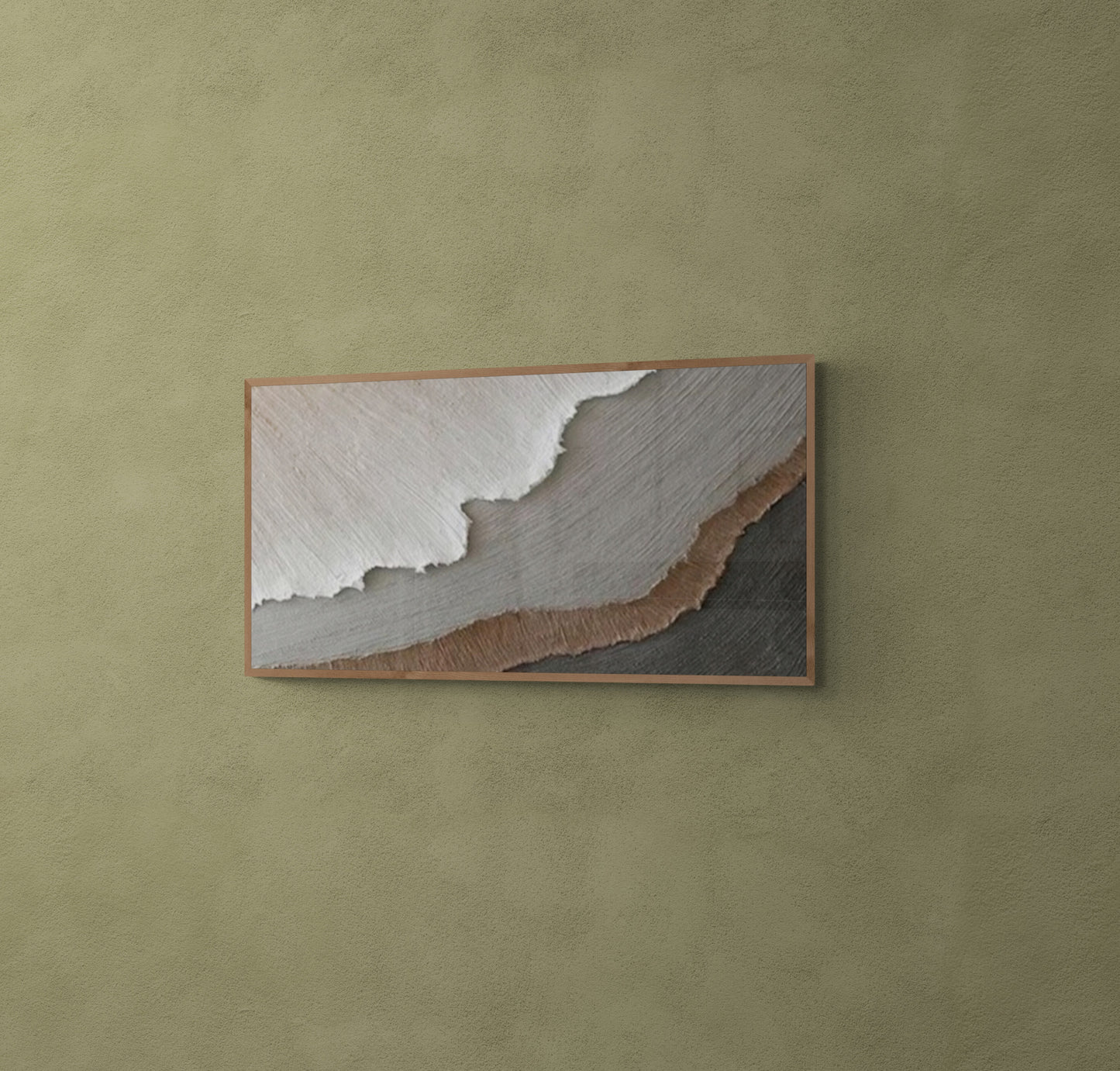 With wooden frame and acrylic paint ,Boho textured wall ,Brown ocean wave ,Brown coastal wall decor ,Sea wall art