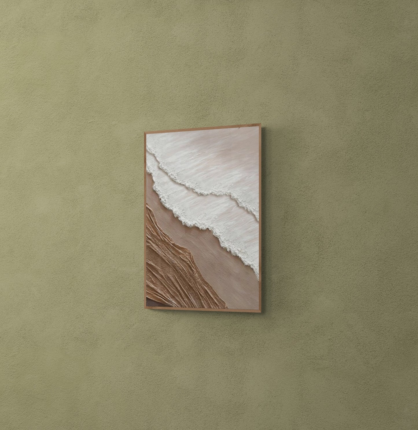 With wooden frame and acrylic paint ,Boho textured wall ,Brown ocean wave , Brown coastal  wall decor ,Sea wall art