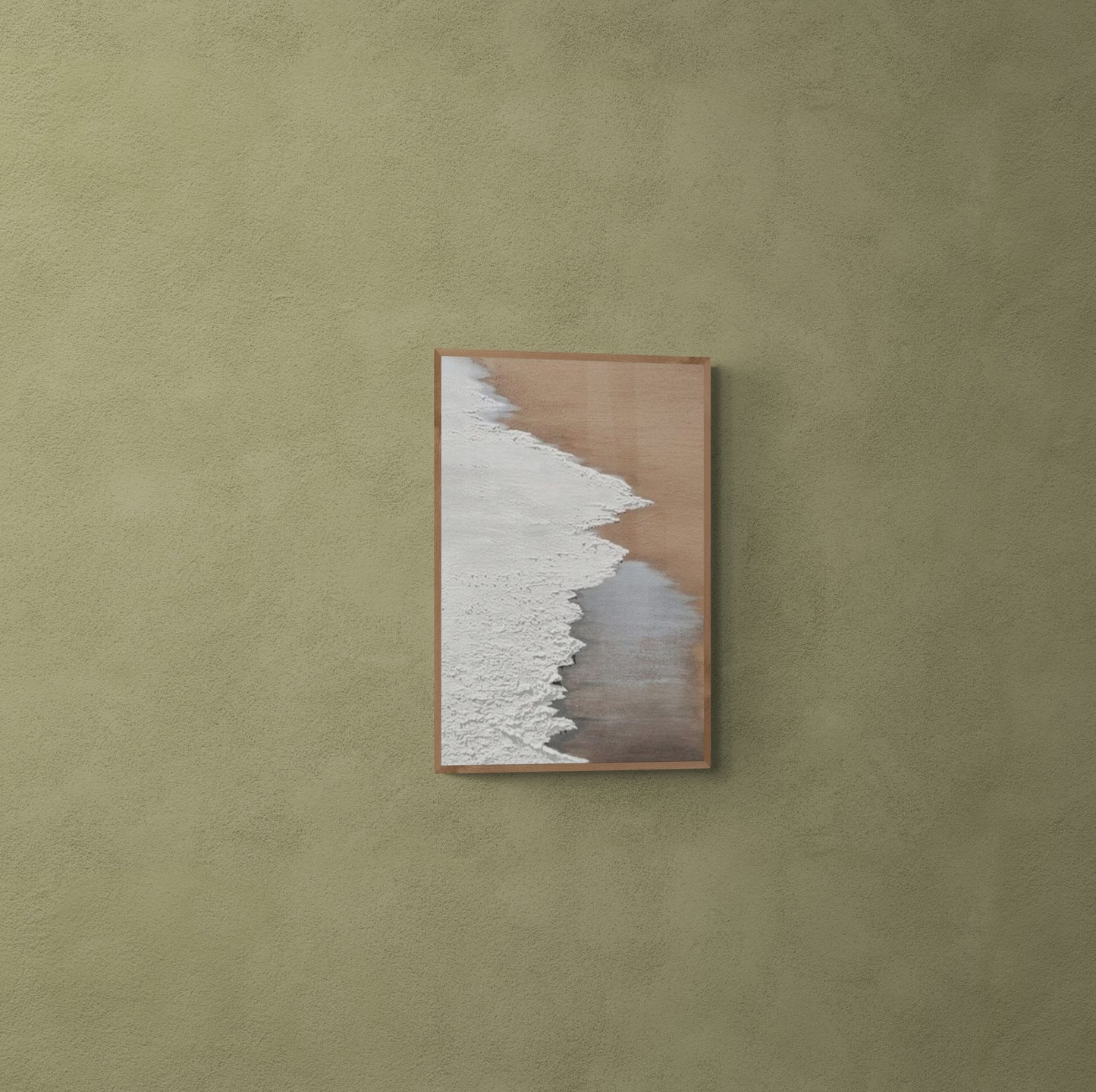 Heavy relief art ,White ocean wave ,Brown coastal  wall decor ,Abstract handmade wall art ,With wooden frame and acrylic paint