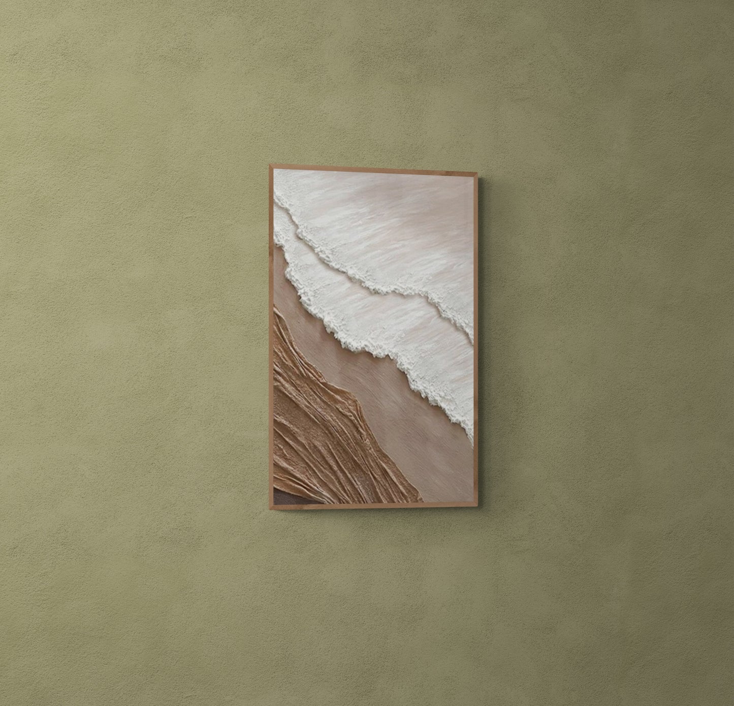 With wooden frame and acrylic paint ,Boho textured wall ,Brown ocean wave , Brown coastal  wall decor ,Sea wall art