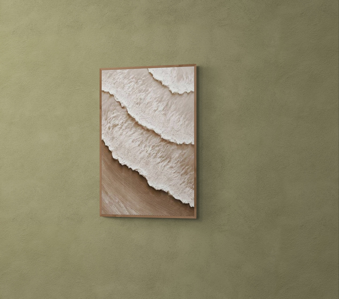 With wooden frame and acrylic paint ,Boho textured wall ,Brown ocean wave , Brown coastal  wall decor ,Sea wall art