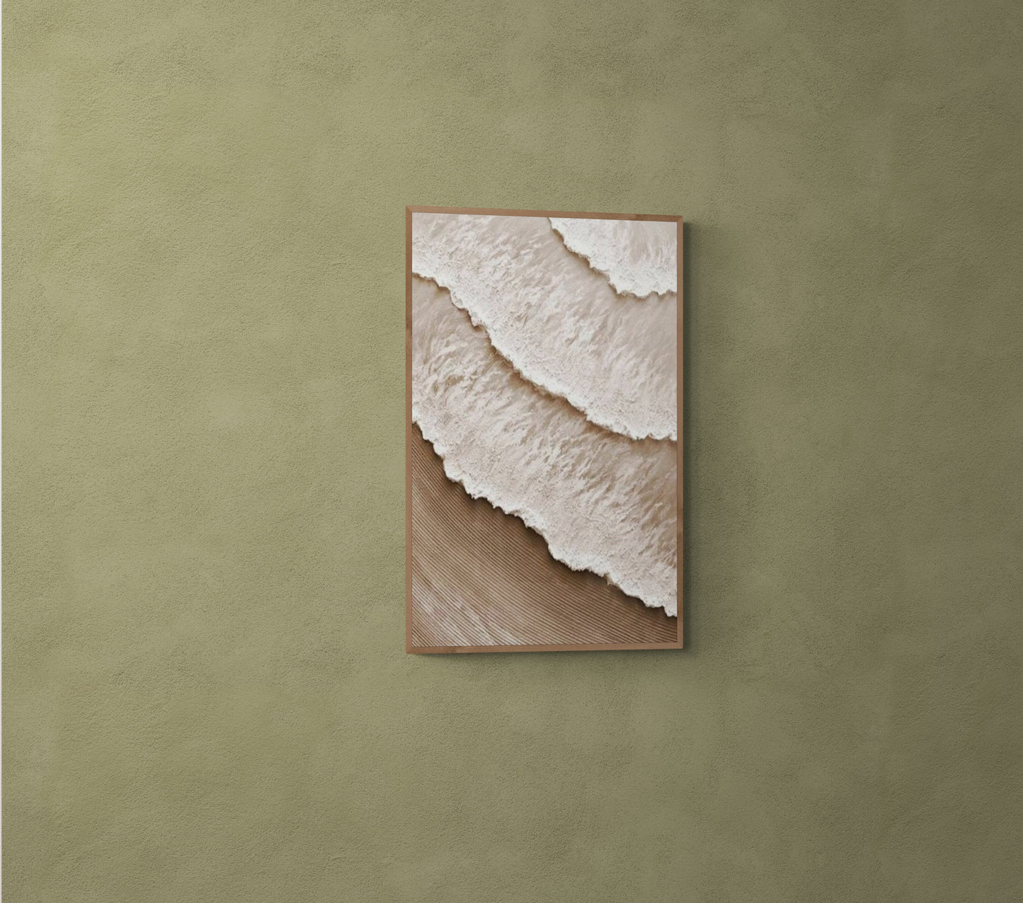 With wooden frame and acrylic paint ,Boho textured wall ,Brown ocean wave , Brown coastal  wall decor ,Sea wall art
