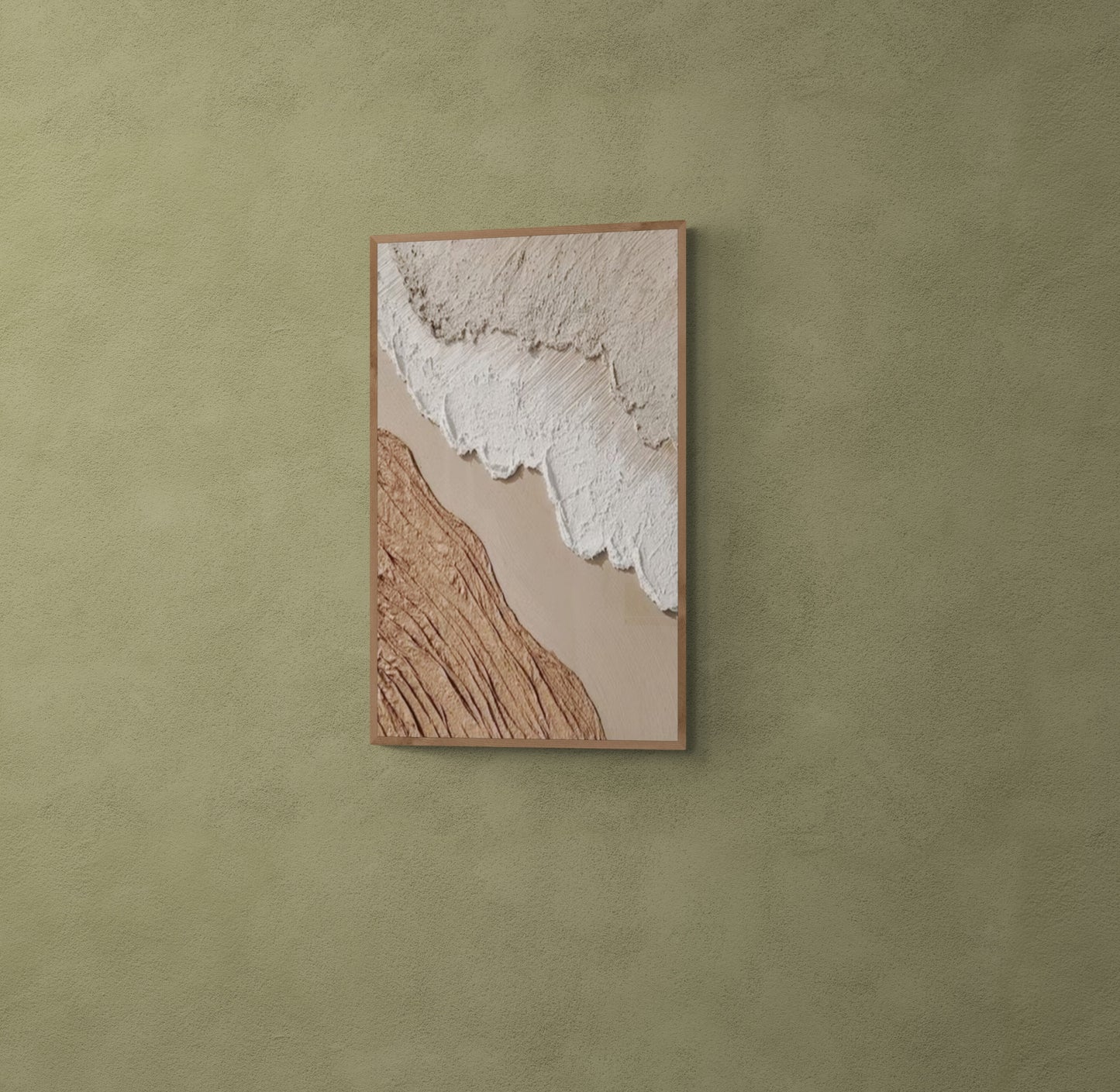 With wooden frame and acrylic paint ,Boho textured wall ,Brown ocean wave ,Brown coastal  wall decor ,Sea wall art