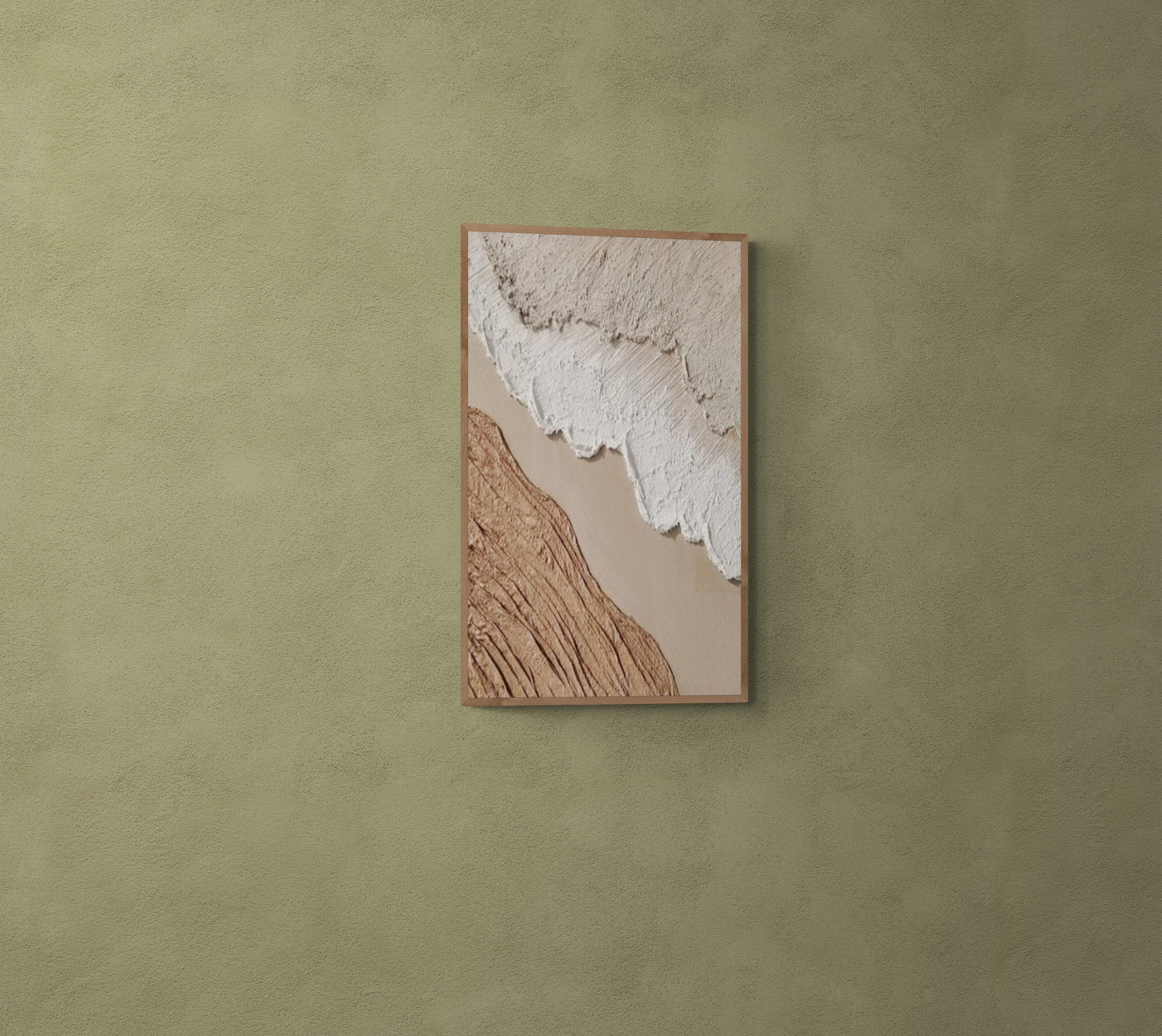 With wooden frame and acrylic paint ,Boho textured wall ,Brown ocean wave ,Brown coastal  wall decor ,Sea wall art