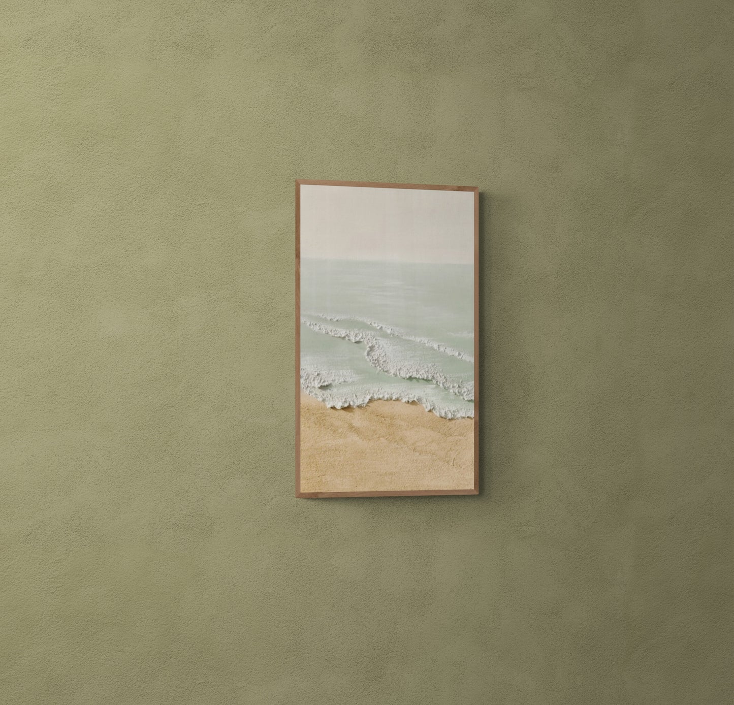 Original abstract relief ,Minimal art texture, With wooden frame and acrylic paint, Ocean wave landscape ,White ocean wave ,Brown coastal