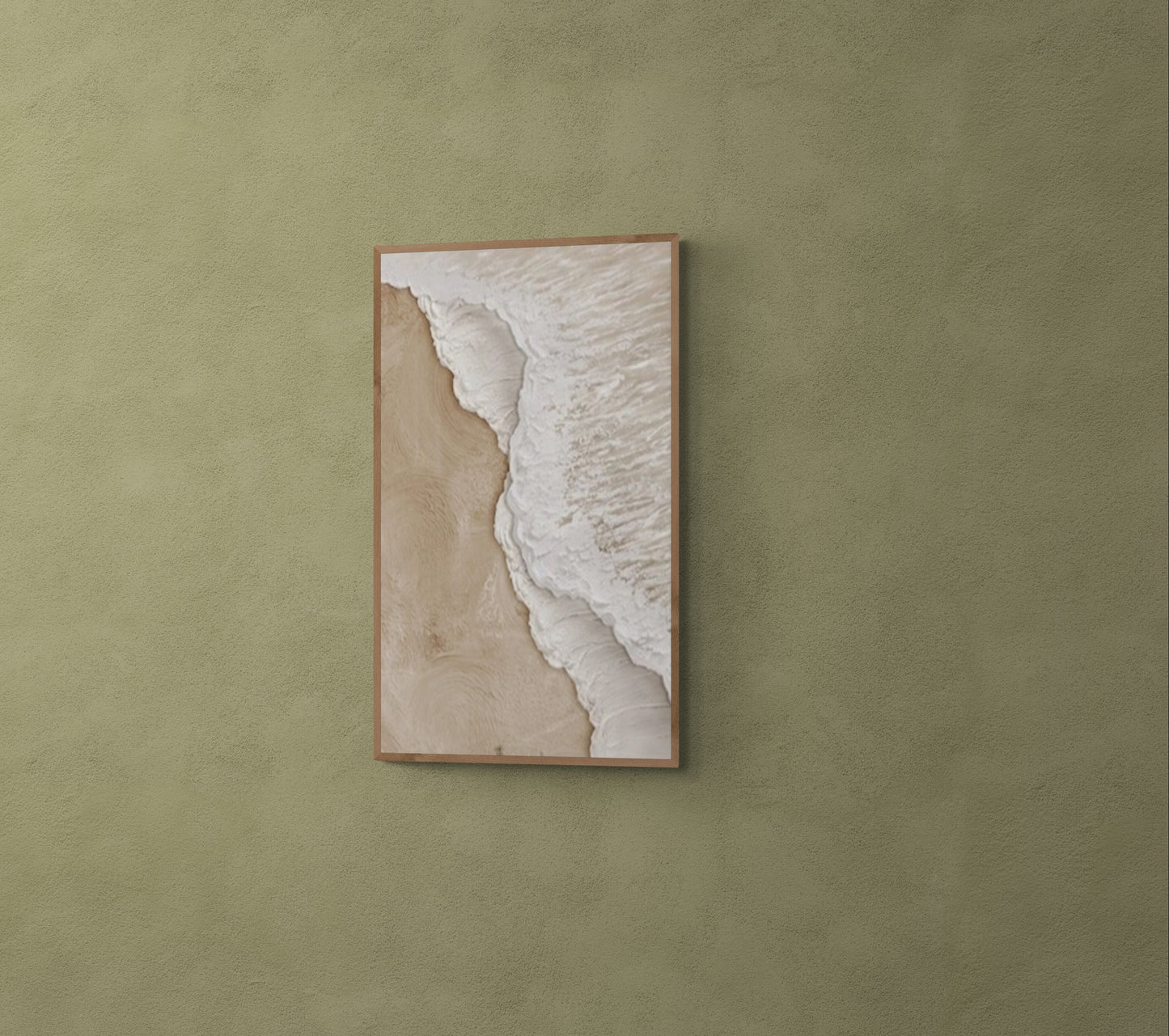 With wooden frame and acrylic paint ,Boho textured wall ,Brown ocean wave ,Brown coastal  wall decor ,Sea wall art