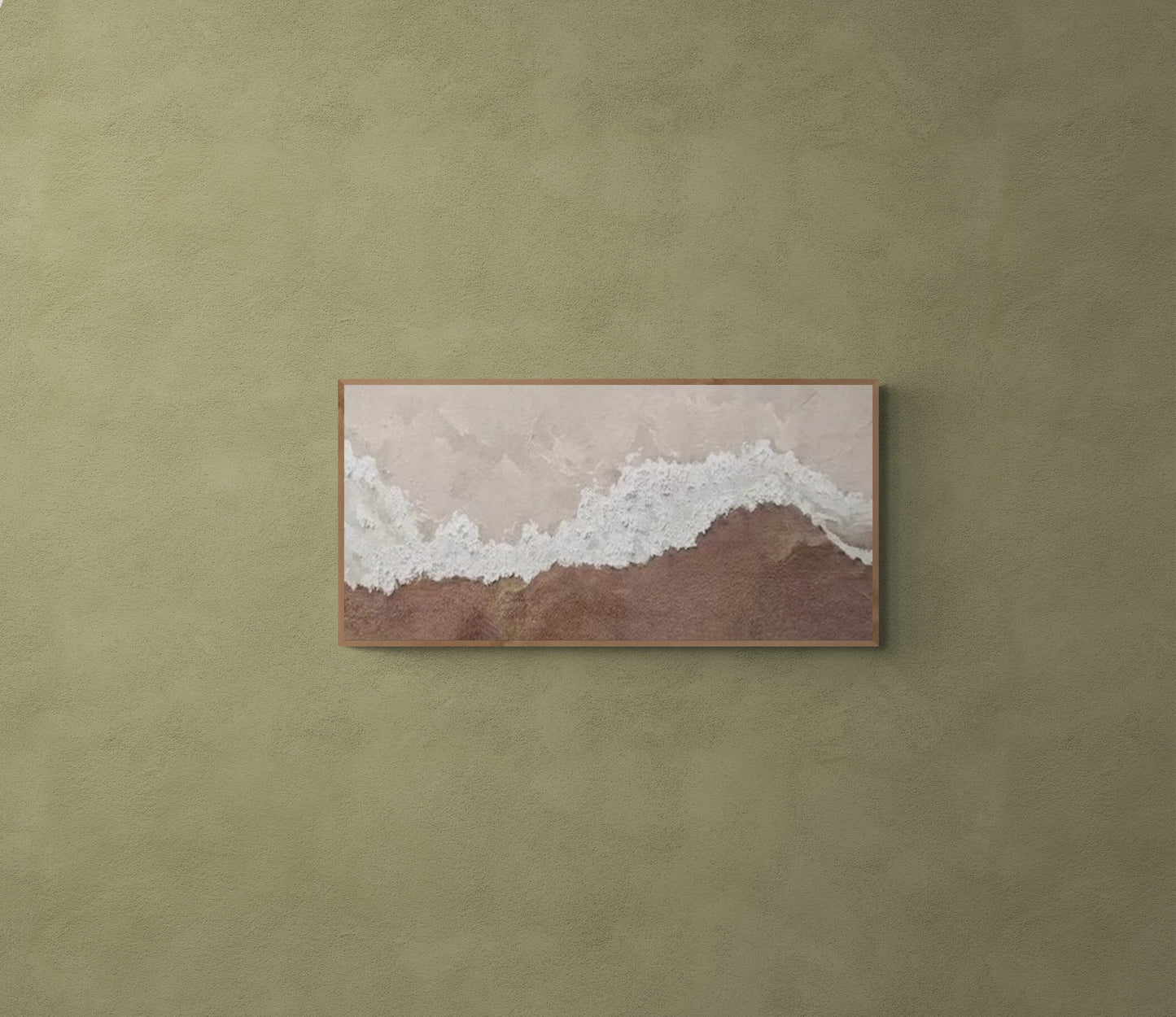 With wooden frame and acrylic paint ,Boho textured wall ,Brown ocean wave , Brown coastal  wall decor ,Sea wall art