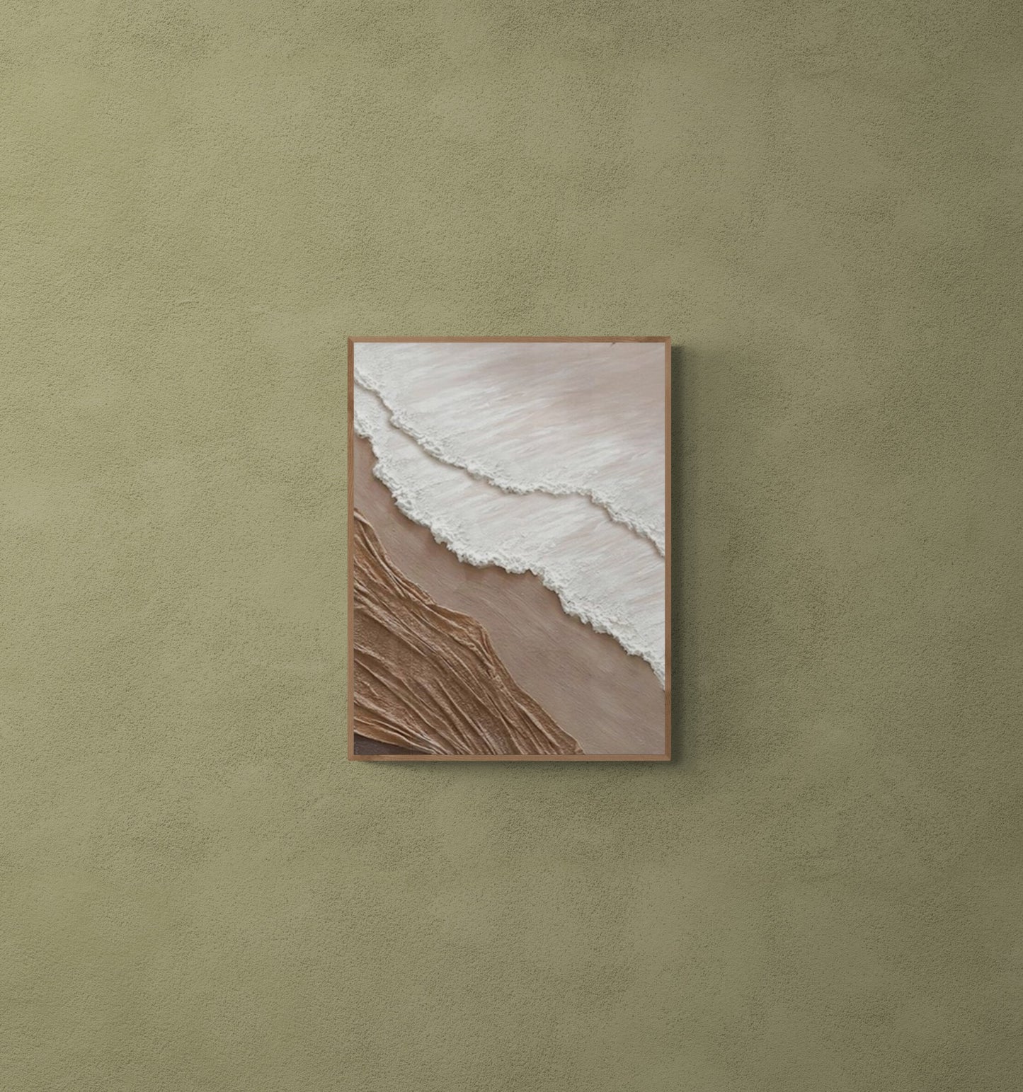 With wooden frame and acrylic paint ,Boho textured wall ,Brown ocean wave , Brown coastal  wall decor ,Sea wall art