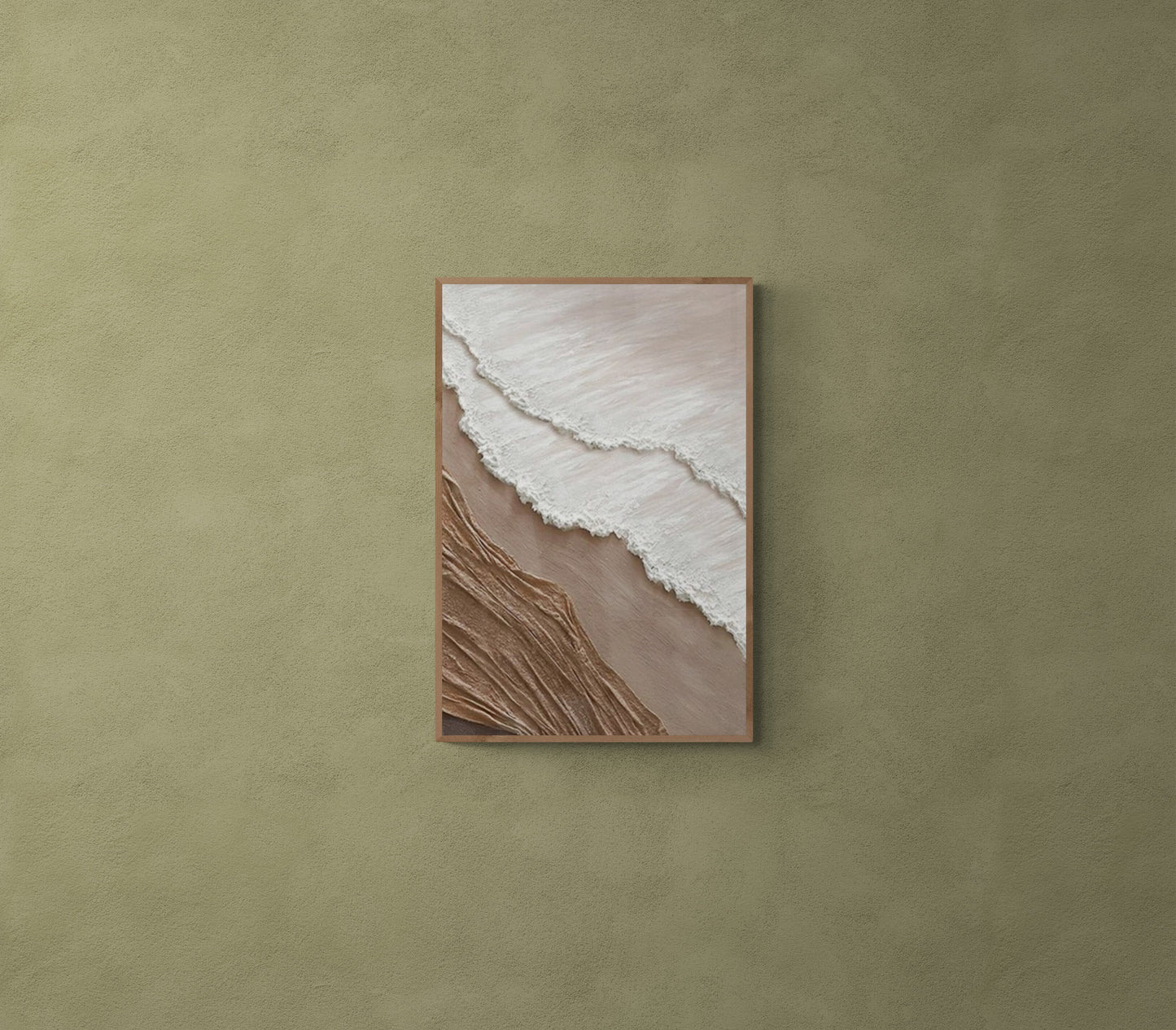 With wooden frame and acrylic paint ,Boho textured wall ,Brown ocean wave , Brown coastal  wall decor ,Sea wall art