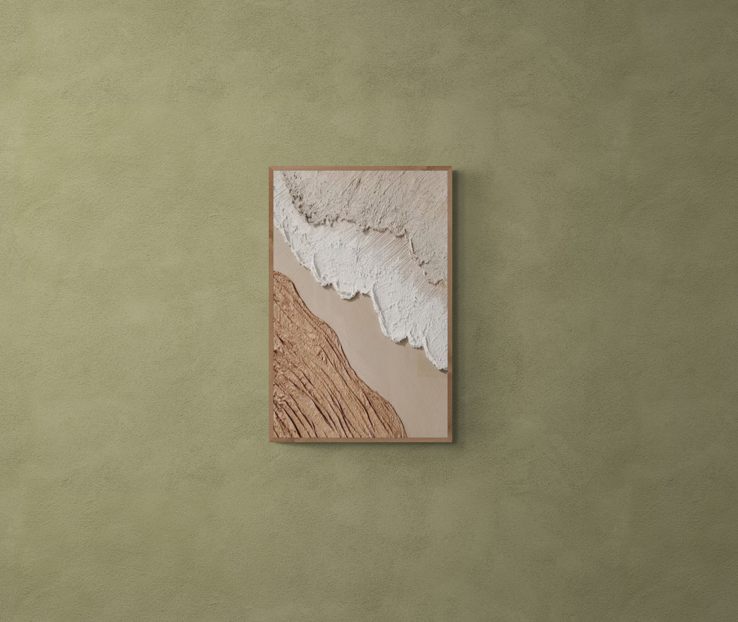 With wooden frame and acrylic paint ,Boho textured wall ,Brown ocean wave ,Brown coastal  wall decor ,Sea wall art
