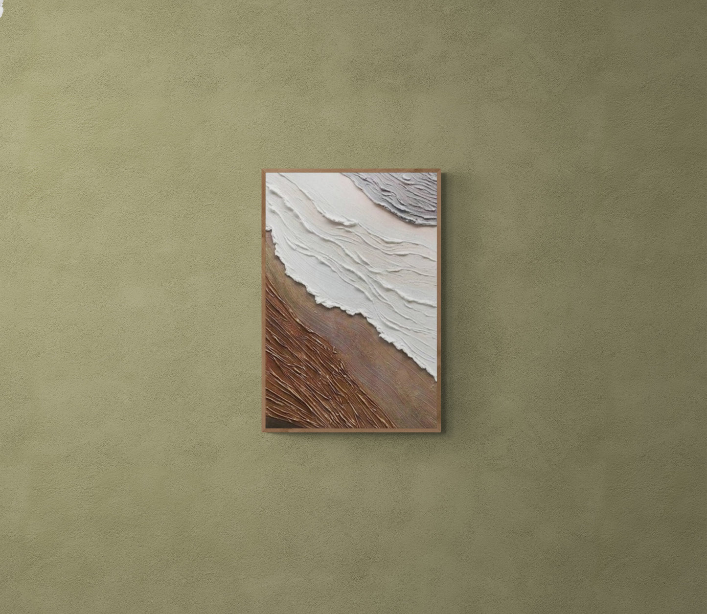 With wooden frame and acrylic paint ,Boho textured wall ,Brown ocean wave ,Brown coastal  wall decor ,Sea wall art