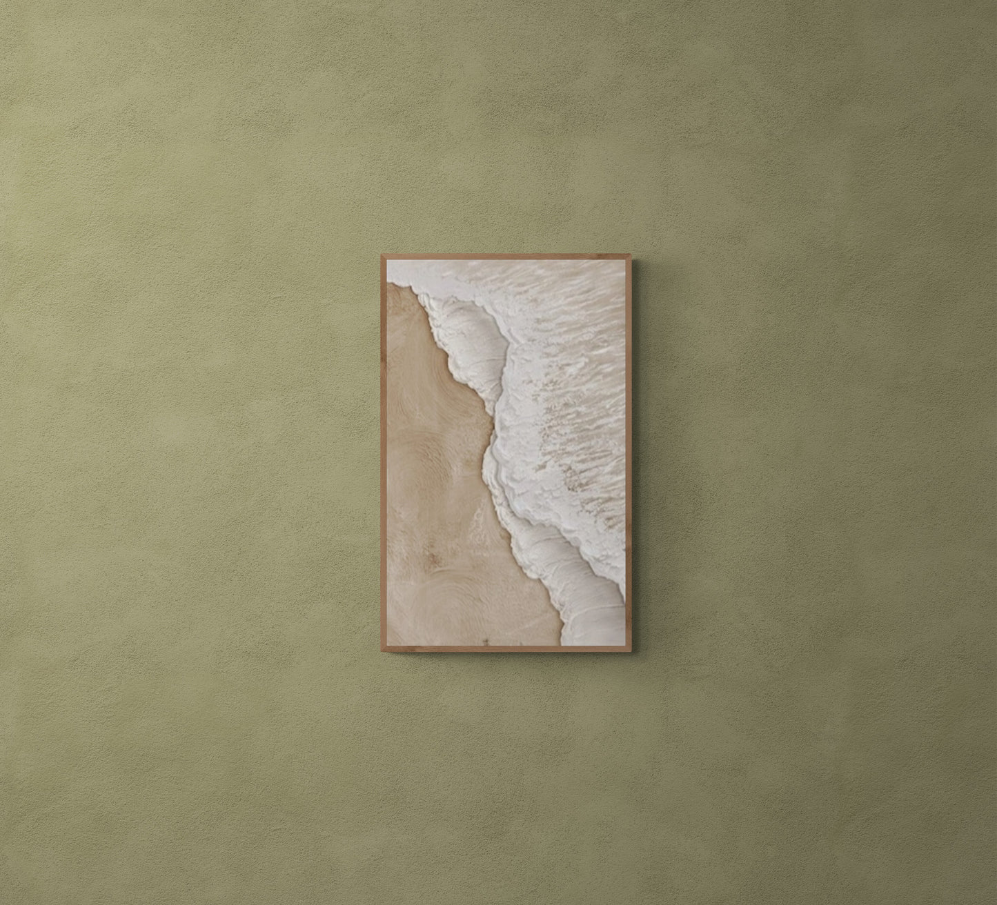 With wooden frame and acrylic paint ,Boho textured wall ,Brown ocean wave ,Brown coastal  wall decor ,Sea wall art