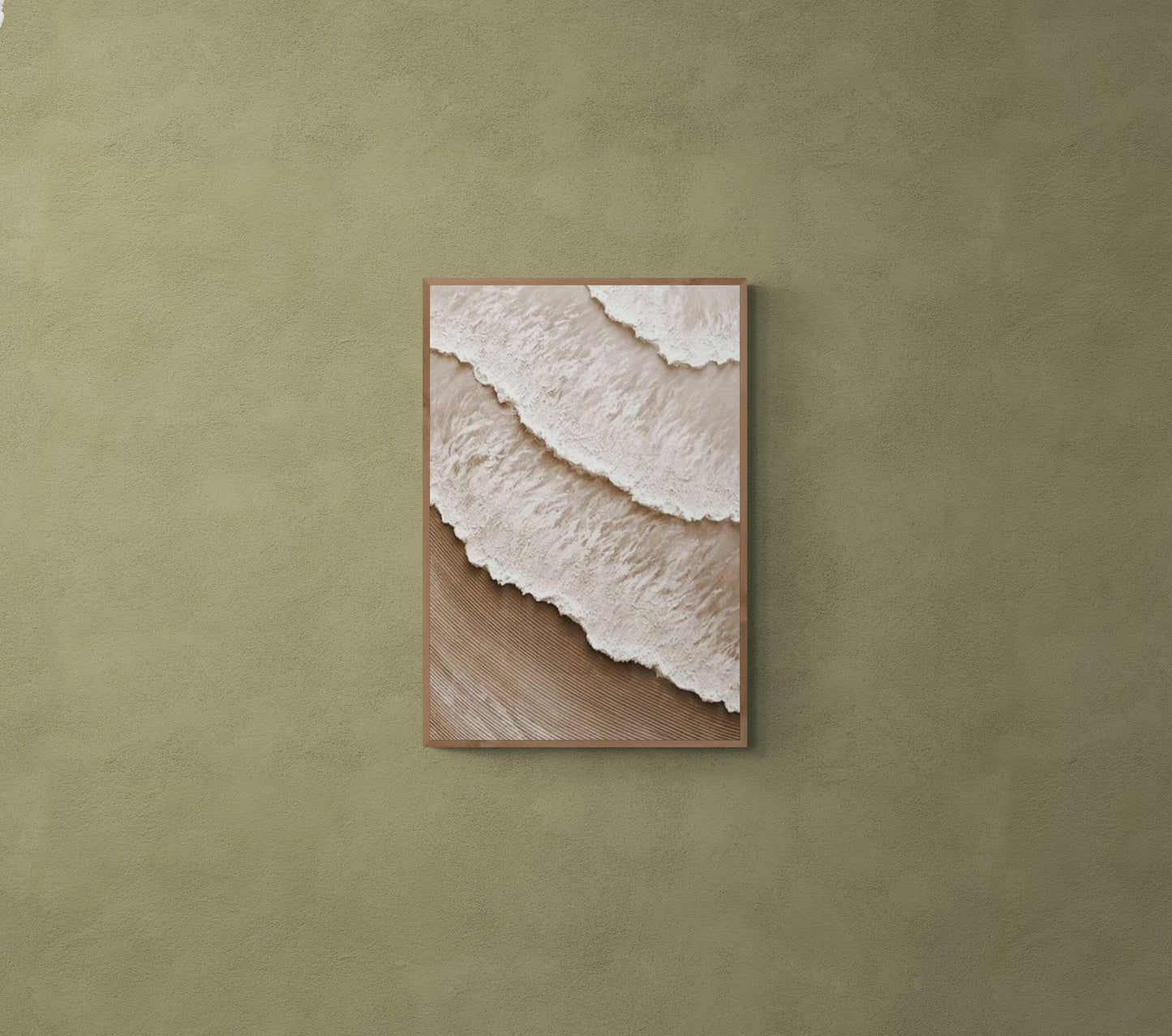 With wooden frame and acrylic paint ,Boho textured wall ,Brown ocean wave , Brown coastal  wall decor ,Sea wall art