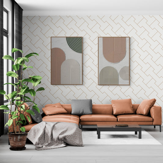 2 pieces ,Arches texture ,With wooden frame and acrylic paint ,Bono home decor ,Plaster art texture