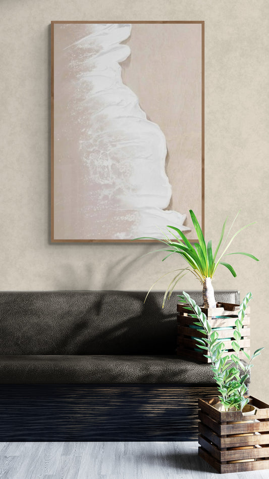 With wooden frame and acrylic paint ,Boho textured wall ,Brown ocean wave , Brown coastal  wall decor ,Sea wall art