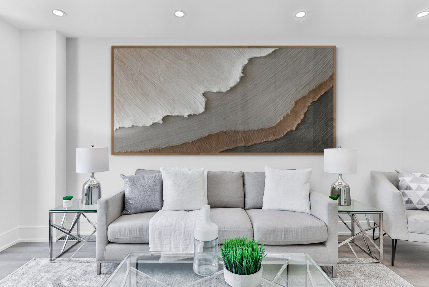 With wooden frame and acrylic paint ,Boho textured wall ,Brown ocean wave ,Brown coastal wall decor ,Sea wall art