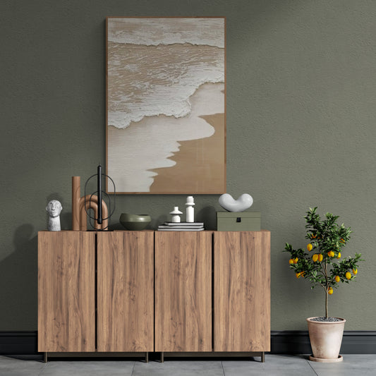 Original abstract relief ,Minimal art texture, With wooden frame and acrylic paint, Ocean wave landscape ,White ocean wave ,Brown coastal
