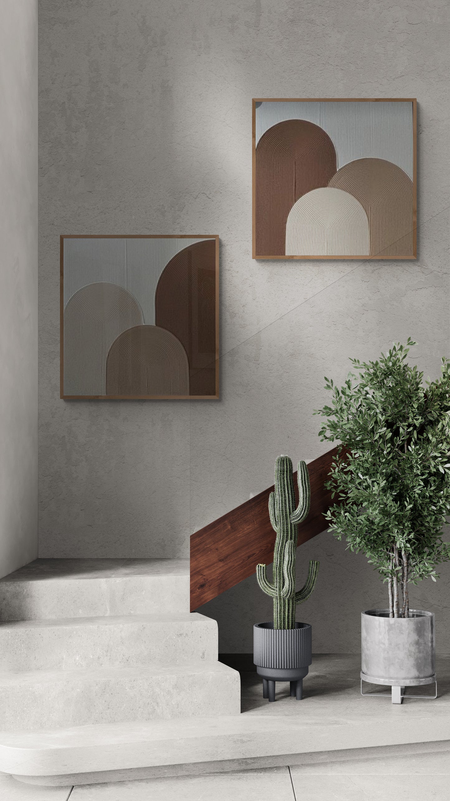 2 pieces ,Arches texture ,With wooden frame and acrylic paint ,Bono home decor ,Plaster art texture