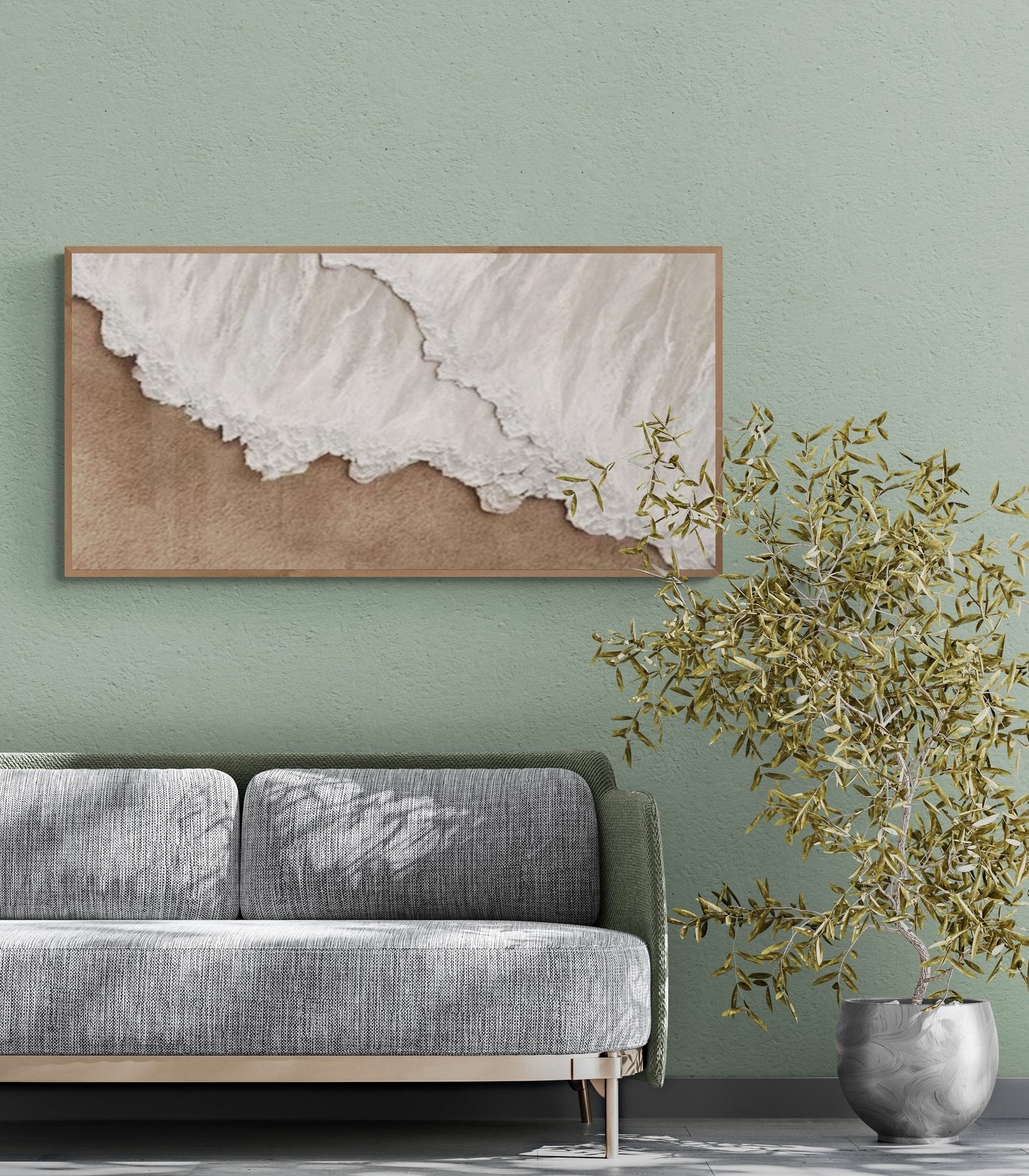 Heavy relief art ,White ocean wave ,Brown coastal  wall decor ,Abstract handmade wall art ,With wooden frame and acrylic paint