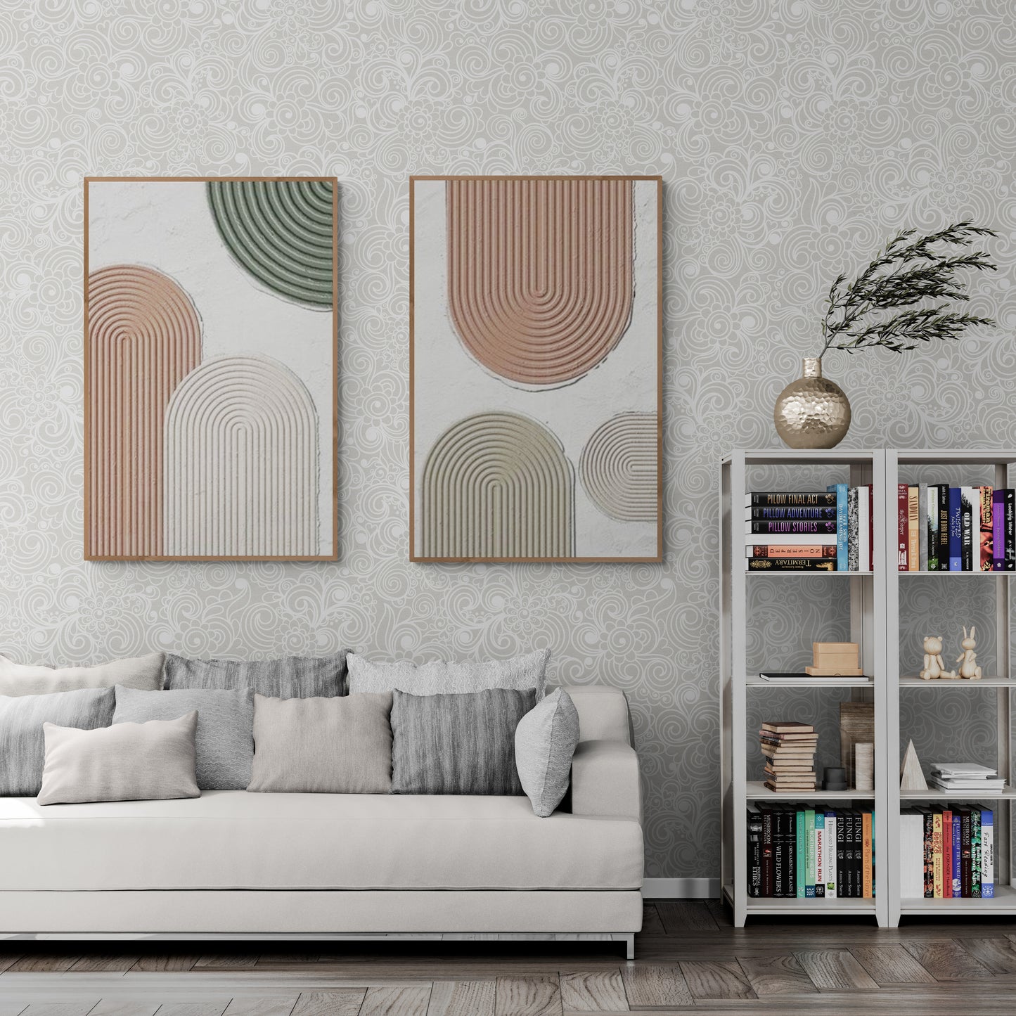 2 pieces ,Arches texture ,With wooden frame and acrylic paint ,Bono home decor ,Plaster art texture
