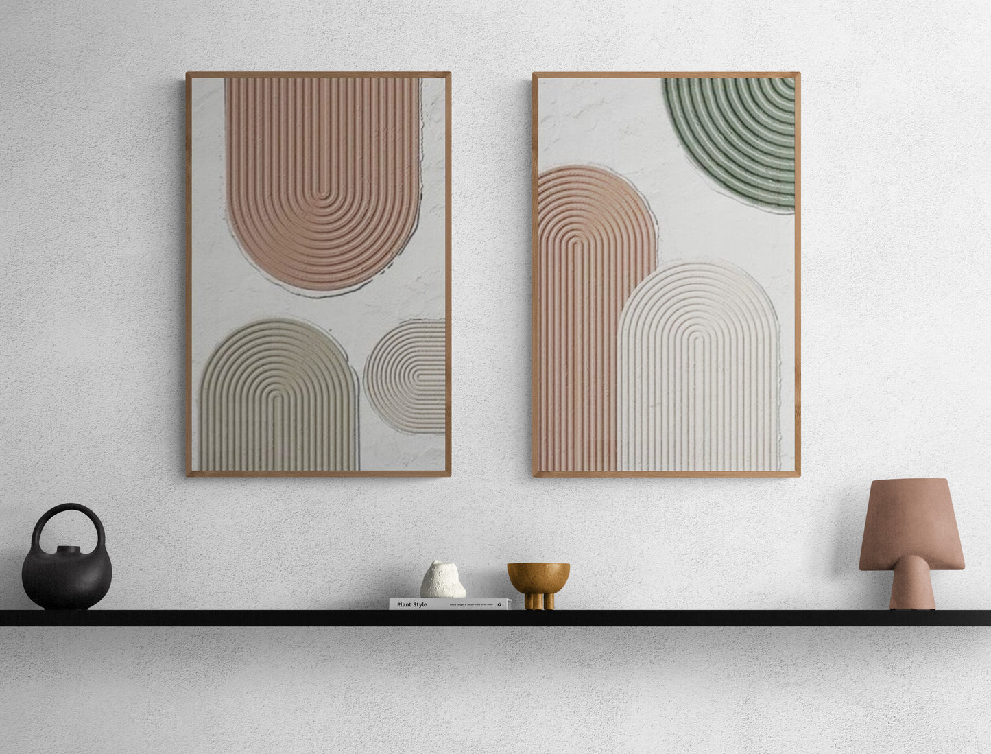 2 pieces ,Arches texture ,With wooden frame and acrylic paint ,Bono home decor ,Plaster art texture